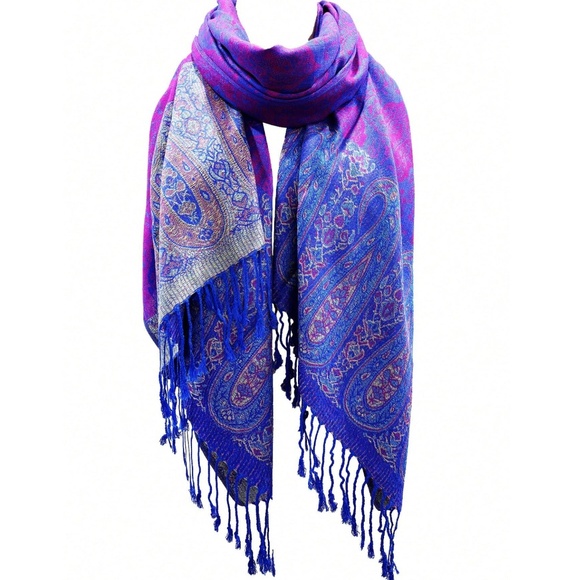 Luxe Colorful Floral Print Tassel Shawl Blanket Scarf - Picture 1 of 1